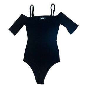 Reformation Dia Black ribbed Bodysuit